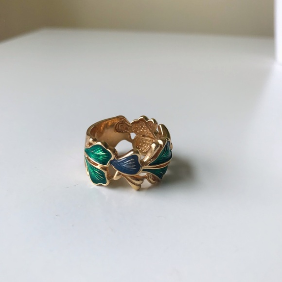 Ross-Simons Tropical Leaf Sterling 925 Gold Ring, Size 9 - Picture 3 of 14
